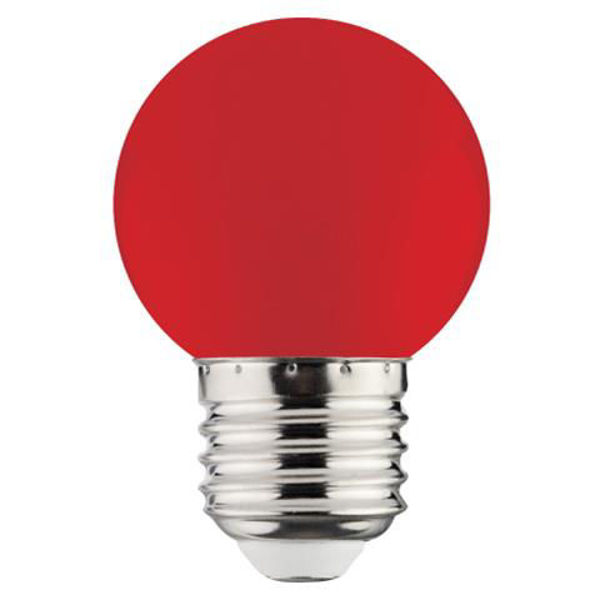 Снимка на Крушка LED 001-017-0001 1W E27 червена 34Lm малък балон