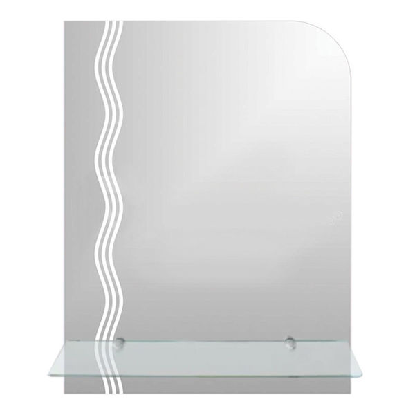 Огледалото с полица №311 е красиво и елегантно огледало изцяло в стъкло, което ще бъде идеално допълнение към обзавеждането на вашата баня, а със своите декоративни матирани орнаменти ще внесе много стил във цялото помещение.