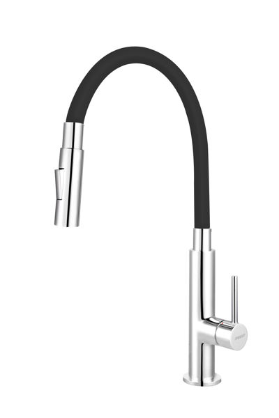 Снимка на Смесител стоящ за мивка 2 функции с PVC чучур черен - FERRO - BZA43B