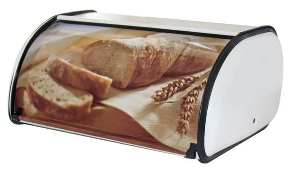 Снимка на Кутия за хляб - метална с декор голяма 27.5х43.5х18.5см