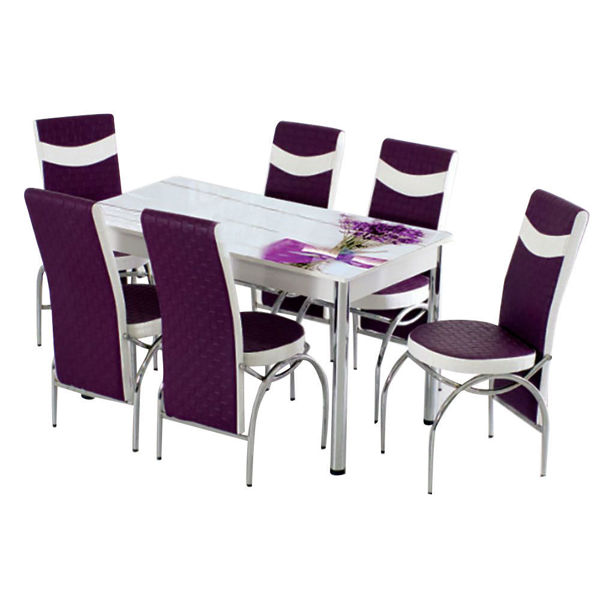 Маса - лилави шарки + 6 стола