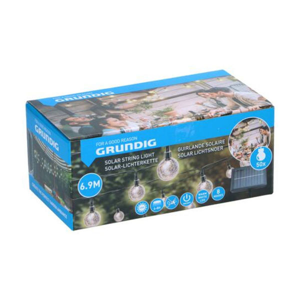 Снимка на Крушки соларни декоративни Grundig верига 50бр 6,9m - Топло бяло