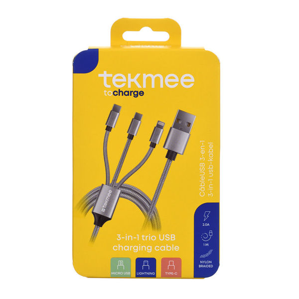 Снимка на Кабел USB 3в1 FAST CHARGE TEKME 40430087 