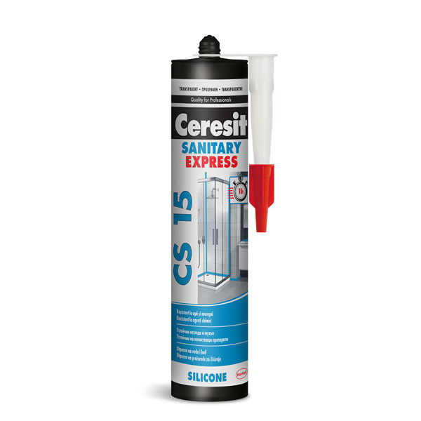 Снимка на Силикон санитарен CS 15 Express Ceresit - прозрачен - 280мл - Ceresit
