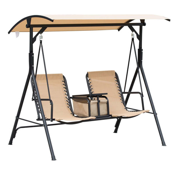 Двуместна градинска люлка с маса и поставка