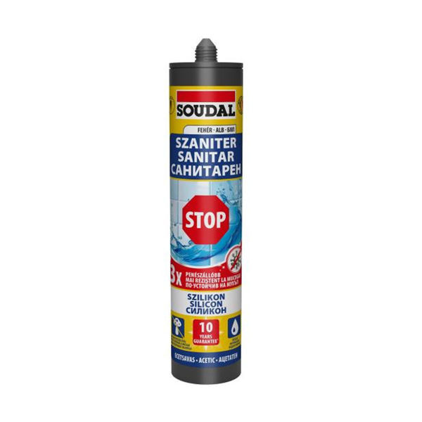 Санитарен силикон Stop Soudal 280ml бял