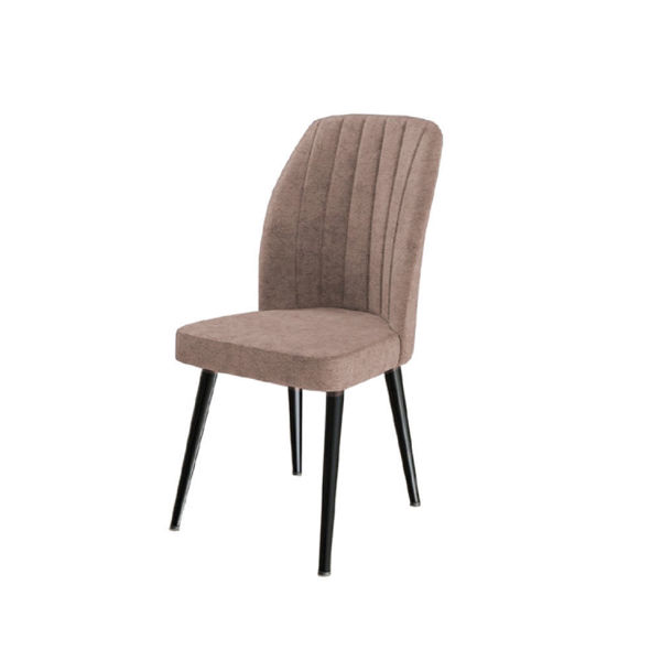 Кухненски стол бежов с черни метални крака